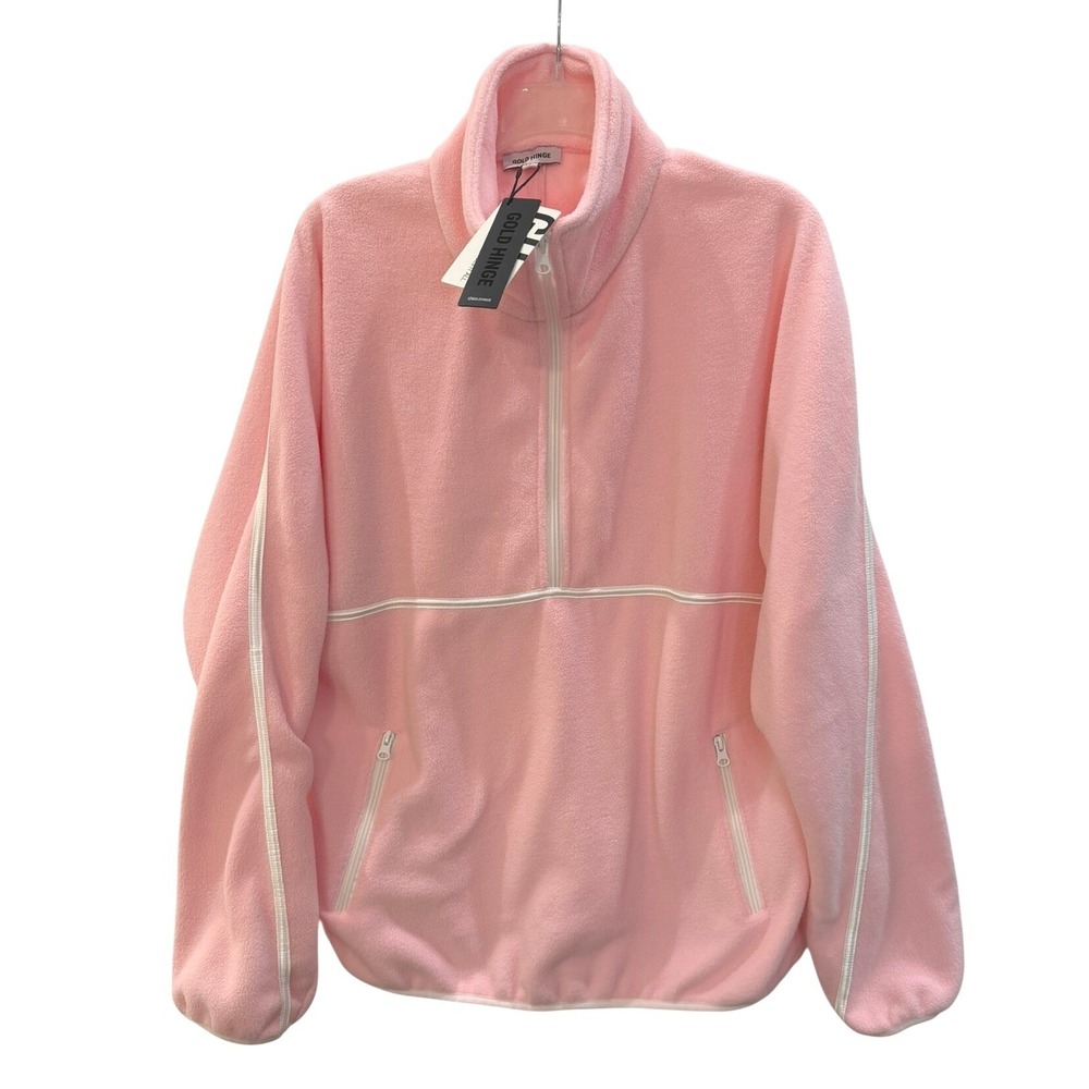 Gold Hinge Almond Blossom Minimalistic Half-Zip Fleece‎ Pullover Pink Large NWT